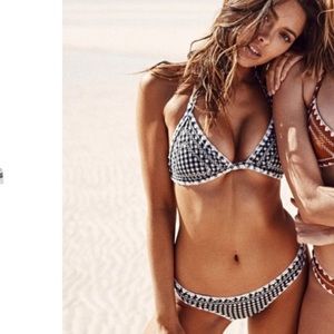 SAME Los Angeles Black and white embroidered checkered bikini bottoms